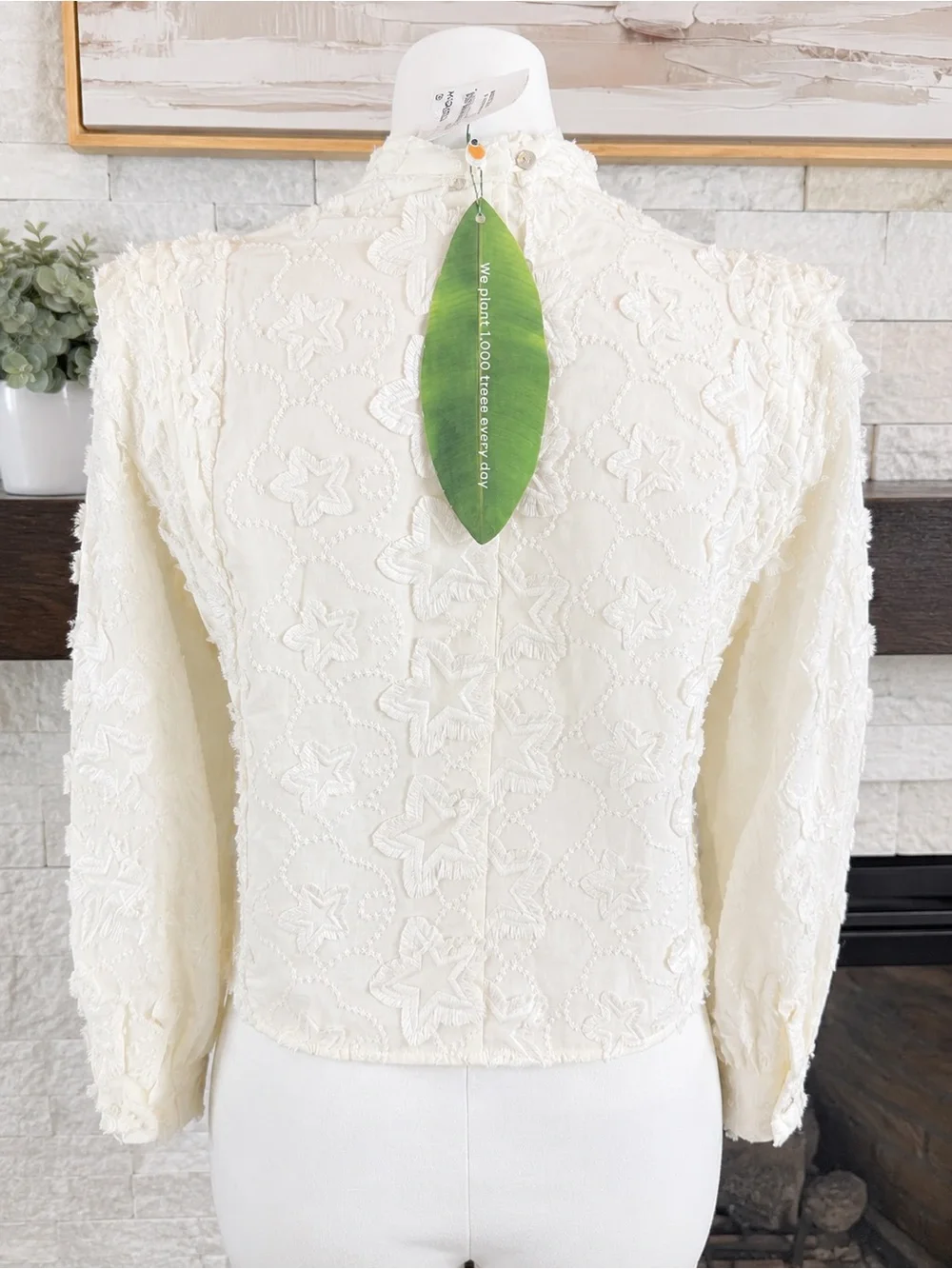 FARM Rio Off White 3D Stars Embroidered Blouse NWT Size S $195